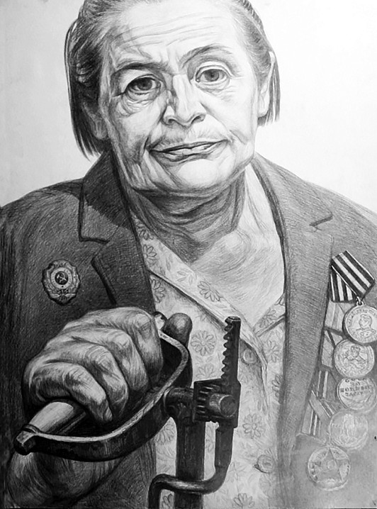 Серафима Николаевна Комиссарова. Незаконченный рисунок Геннадия Доброва. Бумага, карандаш. Валаам, 1974.