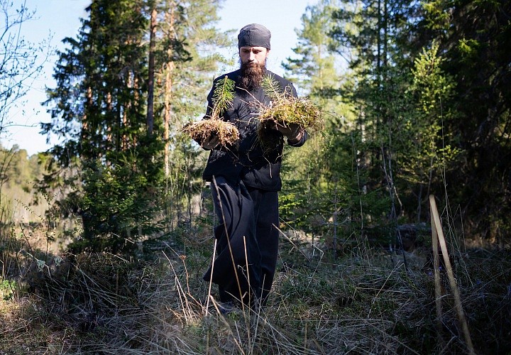 Сегодня монастырю выделен лес “для религиозного назначения”, вести восстановительные и оздоровительные работы в котором монастырь фактически не имеет права. Монахи могут лишь любоваться природой.